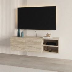 Έπιπλο τηλεόρασης επιτοίχιο Conrad Megapap χρώμα travertine 140x35x38εκ. |  Έπιπλα τηλεόρασης στο espiti