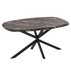 ΤΡΑΠΕΖΙ ΟΒΑΛ RODDEN HM11903.02 ΜΕ WERZALIT BLACK/GOLD MARBLE-ΜΑΥΡΗ ΒΑΣΗ 146x94x75Υεκ |  Τραπέζια κήπου στο espiti