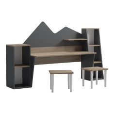 Παιδικό γραφείο με σκαμπο Dualto pakoworld sonoma-ανθρακί 180x30x93.6εκ |  Παιδικά έπιπλα στο espiti