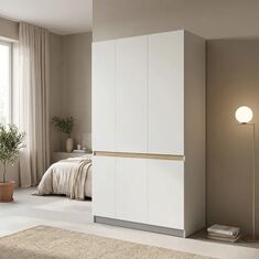 Ντουλάπα τρίφυλλη Merzia pakoworld λευκό με sonoma 120x46.5x183εκ |  Ντουλάπες ρούχων στο espiti