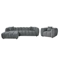 ΣΕΤ ΚΑΝΑΠΕΣ ΓΩΝΙΑ (ΑΡΙΣΤΕΡΗ)-ΠΟΛΥΘΡΟΝΑ LOUNGE LYKKE HM10820.01L ΓΚΡΙ ΥΦΑΣΜΑ |  Καναπέδες γωνιακοί στο espiti