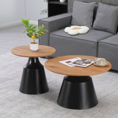 Τραπέζια σαλονιού Parquet pakoworld σετ 2τεμ μέταλλο μαύρο- mdf σε φυσική απόχρωση |  Τραπεζάκια σαλονιού στο espiti