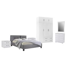 ΣΕΤ ΚΡΕΒΑΤΟΚΑΜΑΡΑΣ 6ΤΜΧ CARLY HM10884.05 ΜΕΛΑΜΙΝΗ ΛΕΥΚΗ-ΥΦΑΣΜΑ ΓΚΡΙ |  Σετ Κρεβατοκάμαρας στο espiti