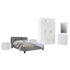 ΣΕΤ ΚΡΕΒΑΤΟΚΑΜΑΡΑΣ 6ΤΜΧ CARLY HM10884.05 ΜΕΛΑΜΙΝΗ ΛΕΥΚΗ-ΥΦΑΣΜΑ ΓΚΡΙ |  Σετ Κρεβατοκάμαρας στο espiti