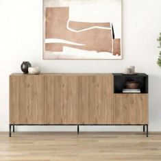 Μπουφές Cailin Megapap χρώμα sepet oak - black wood 180x41,8x80εκ. |  Μπουφέδες στο espiti