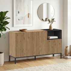 Μπουφές Cailin Megapap χρώμα sepet oak - black wood 140x41,8x80εκ. |  Μπουφέδες στο espiti