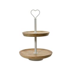 Beauty Home Διώροφη Ταρτιέρα από Ξύλο Μάνγκο 25 x 37 cm       |  Διακοσμητκά στο espiti