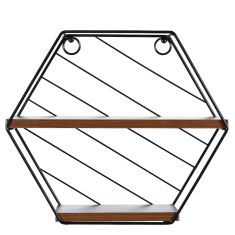 Ράφι Τοίχου ArteLibre SALERNO Μαύρο/Καφέ MDF/Μέταλλο 31x11x27cm 14620016 ArteLibre |  Βοηθητικά έπιπλα γραφείου στο espiti