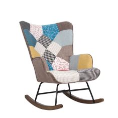 Πολυθρόνα Κουνιστή ArteLibre GERDA Patchwork Ύφασμα/Μέταλλο/Ξύλο 84x69x90cm 14770012 ArteLibre |  Πολυθρόνες σαλονιού στο espiti