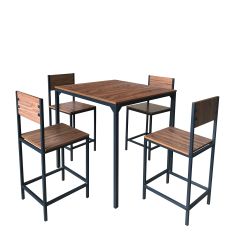 Σετ Τραπεζαρία (4+1) ArteLibre KOSI Καφέ/Μαύρο MDF/Μελαμίνη 90x90x90cm 14370057 ArteLibre |  Σετ τραπεζαρίες στο espiti
