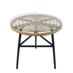 Τραπέζι Κήπου ArteLibre ARELLIUS Φυσικό/Μαύρο Μέταλλο/Rattan/Γυαλί 45x45x46cm 14510044 ArteLibre |  Τραπέζια κήπου στο espiti