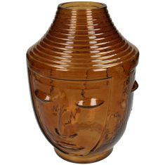 Βάζο ArteLibre Πρόσωπο Καφέ Γυαλί 18x18x25cm 05156638 ArteLibre |  Βάζα στο espiti