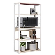 Ραφιέρα Κουζίνας ArteLibre PUFFIN Maple/Λευκό MDF/Μέταλλο 50x30x129cm 14370227 ArteLibre |  Σετ Κουζίνες στο espiti
