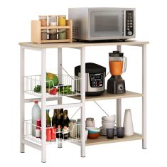 Ραφιέρα Κουζίνας ArteLibre SEAL Maple/Λευκό MDF/Μέταλλο 80x35x75cm 14370257 ArteLibre |  Σετ Κουζίνες στο espiti