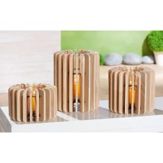 Κηροπήγιο ArteLibre Φυσικό/Διάφανο Ξύλο/Γυαλί 18cm 05160621 ArteLibre |  Διακοσμητκά στο espiti