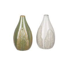 Βάζο ArteLibre Μοτίβο Φύλλου Κεραμικό 13x25cm Σε 2 Χρώματα 05161056 ArteLibre |  Βάζα στο espiti