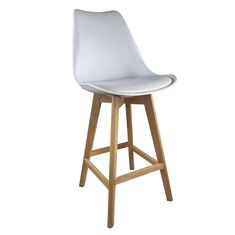 Σκαμπό Bar ArteLibre BRONX Λευκό PP/PU/Ξύλο 57.5x49x105cm 14600112 ArteLibre |  Σκαμπώ κήπου στο espiti