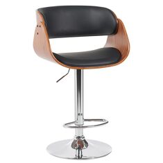 Σκαμπό Bar ArteLibre VORIAN Μαύρο/Καφέ Ξύλο/PU/Αλουμίνιο 52x55x87-108cm 15330018 ArteLibre |  Σκαμπώ κήπου στο espiti