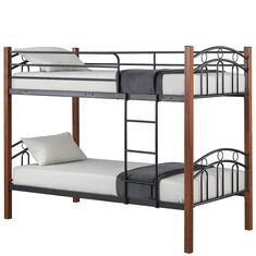 Κουκέτα ArteLibre KETCHUM Μαύρο/Καρυδί Μέταλλο 201x98x159cm (Στρώματα 90x190cm) 14920029 ArteLibre |  Κρεβάτια στο espiti