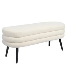 Παγκάκι Ottoman ArteLibre TONDO Λευκό Ύφασμα Teddy/Μέταλλο 42x112x44cm 14770099 ArteLibre |  Σκαμπώ κήπου στο espiti