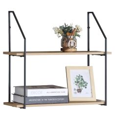 Ραφιέρα Τοίχου ArteLibre OLVAN Δρυς/Μαύρο MDF/Μέταλλο 65x20x52cm 15340087 ArteLibre |  Βοηθητικά έπιπλα γραφείου στο espiti