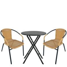 Σετ Τραπεζαρία Κήπου ArteLibre NOVA Μαύρο/Μπεζ Rattan/Μέταλλο Με 2 Πολυθρόνες 14990492 14990492 ArteLibre |  Σετ τραπεζαρία κήπου στο espiti