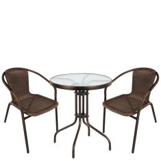 Σετ Τραπεζαρία Κήπου ArteLibre EARTH Καφέ Rattan/Γυαλί/Μέταλλο Με 2 Πολυθρόνες 14990524 14990524 ArteLibre |  Σετ τραπεζαρία κήπου στο espiti