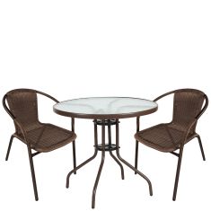 Σετ Τραπεζαρία Κήπου ArteLibre EARTH Καφέ Rattan/Γυαλί/Μέταλλο Με 2 Πολυθρόνες 14990527 14990527 ArteLibre |  Σετ τραπεζαρία κήπου στο espiti