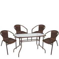 Σετ Τραπεζαρία Κήπου ArteLibre VULCAN Καφέ Rattan/Γυαλί/Μέταλλο Με 4 Πολυθρόνες 14990534 14990534 ArteLibre |  Σετ τραπεζαρία κήπου στο espiti