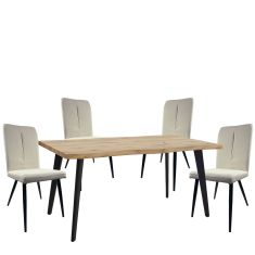 Σετ Τραπεζαρία (4+1) ArteLibre AMADORA Μαύρο/Μπεζ/Φυσικό Μοριοσανίδα/Ύφασμα/PVC/Μέταλλο 120x80x75cm 14990598 14990598 ArteLibre |  Σετ τραπεζαρίες στο espiti