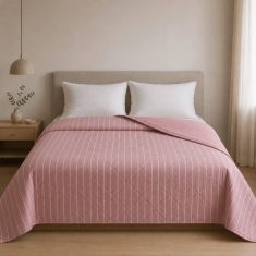 Κουβερλι Υπέρδιπλα 220x240 Stripe Dusty Rose Astron Italy |  Κουβερλί Μονά στο espiti