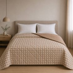 Κουβερλι Υπέρδιπλα 220x240 Pied De Poule Beige Astron Italy |  Κουβερλί Μονά στο espiti
