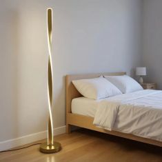 Φωτιστικό δαπέδου Jounko pakoworld led χρυσό μεταλλικό Φ20x130εκ |  Δαπέδου στο espiti