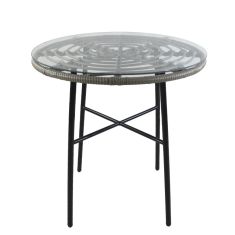 Τραπέζι Κήπου ArteLibre APPIUS Γκρι/Μαύρο Μέταλλο/Rattan/Γυαλί 70x70x74cm 14510042 ArteLibre |  Τραπέζια κήπου στο espiti