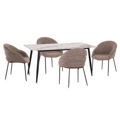 ΣΕΤ ΤΡΑΠΕΖΑΡΙΑΣ 5ΤΜΧ DRENNY HM10952.03 ΚΕΡΑΜΙΚΟ TOP--ΥΦΑΣΜΑ TAUPE & ΜΕΤΑΛ.ΠΟΔΙΑ |  Σετ τραπεζαρίες στο espiti