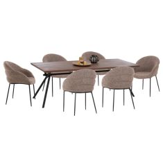 ΣΕΤ ΤΡΑΠΕΖΑΡΙΑΣ 7ΤΜΧ MANDY HM10957.03 MDF TOP--ΥΦΑΣΜΑ TAUPE & ΜΕΤΑΛ.ΠΟΔΙΑ |  Σετ τραπεζαρίες στο espiti