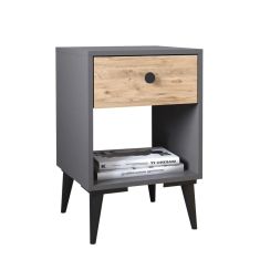 Κομοδίνο ArteLibre AMARI Ανθρακί/Δρυς Μοριοσανίδα 43x43x67.5cm 14870060 ArteLibre |  Κομοδίνα στο espiti