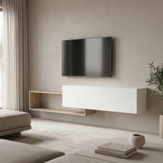 Έπιπλο τηλεόρασης επιτοίχιο Olande pakoworld sonoma-λευκό 210x35x48εκ |  Έπιπλα τηλεόρασης στο espiti