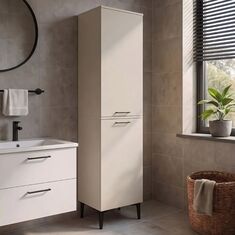 Ντουλάπι με καλάθι απλύτων Singa Megapap χρώμα sandstone 45x40x180εκ. |  Στήλες Μπάνιου στο espiti