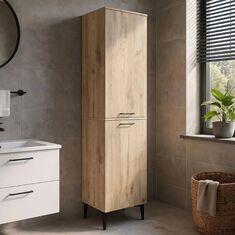 Ντουλάπι με καλάθι απλύτων Singa Megapap χρώμα sepet oak 45x40x180εκ. |  Στήλες Μπάνιου στο espiti