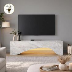Έπιπλο τηλεόρασης Mara Megapap με LED χρώμα λευκό εφέ μαρμάρου 150x31,4x40εκ. |  Έπιπλα τηλεόρασης στο espiti