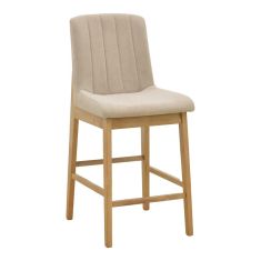 Σκαμπό μπαρ Dalby pakoworld sonoma rubberwood και μπεζ ύφασμα 50x45x102,5εκ |  Σκαμπώ μπαρ στο espiti