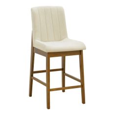 Σκαμπό μπαρ Dalby pakoworld καρυδί rubberwood και εκρού ύφασμα 50x45x102,5εκ |  Σκαμπώ μπαρ στο espiti