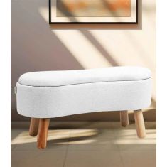 Stewehome Πουφ &amp; Παγκάκι με Ξύλινα Πόδια Κομψό Design μπεζ χρώμα 85x15x41 cm 418475 |  Πουφ στο espiti