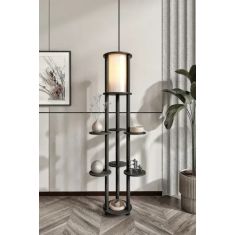Stewehome Επιδαπέδιο Φωτιστικό με 6 Ράφιαμαύρο 50x50x140 cm 853378 |  Δαπέδου στο espiti