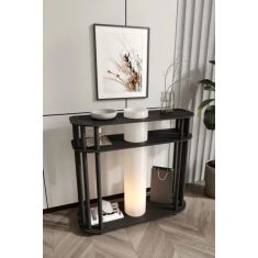 Stewehome Κομψή Κονσόλα με Ενσωματωμένο Φωτιστικό &amp; Μοντέρνο Design μαύρο 90x59x83 cm 253728 |  Δαπέδου στο espiti