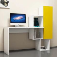 Stewehome Γραφείο με βιβλιοθήκη Καρυδιά Κίτρινο 145x45x142 cm 536362 |  Γραφεία στο espiti