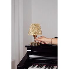 Stewehome Μοντέρνα Χρυσός Πλεκτή Λάμπα LED με Χρυσή Βάση και Χρυσό Σώμα Ασύρματη 14x21x21 cm 643004 |  Επιτραπέζια στο espiti