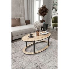 Stewehome Ελλειπτικό Τραπεζάκι Σαλονιού MDF Ξύλο Μοντέρνo Καρυδιά 100x40x60 cm 331769 |  Τραπεζάκια σαλονιού στο espiti