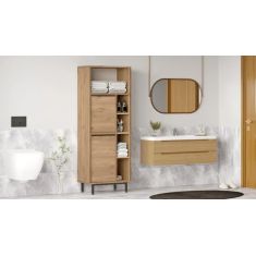 Stewehome Ντουλάπι Μπάνιου MDF με Μεταλλικά Πόδια λευκό 161.6x60x35.5 cm 408922 |  Στήλες Μπάνιου στο espiti